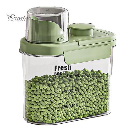 Dry Food Dispenser with Handle Moisture Proof & Dust-proof Transparent Rice Grain Bucket Large Capacity Plastic Storage Tank for Flour Soybean