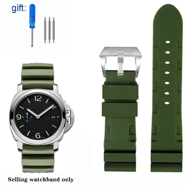 Soft Silicone Rubber Watch Band For Panerai SUBMERSIBLE PAM 441 359 Series 22mm 24mm Men's Watch Strap Orange Watch Accessories