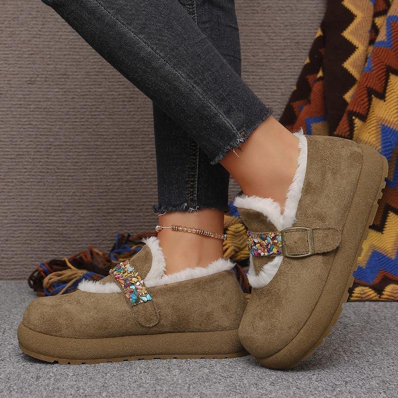 Winter fluffy shoes women's retro wind thick-soled piled thickened snow boots women's shoes
