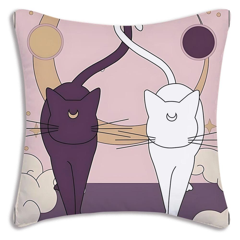 1PC Cute M-shaped Moon Pillowcase Cartoon Sofa Decoration Home Double-sided Printing Cute Square Cushion Pillowcase