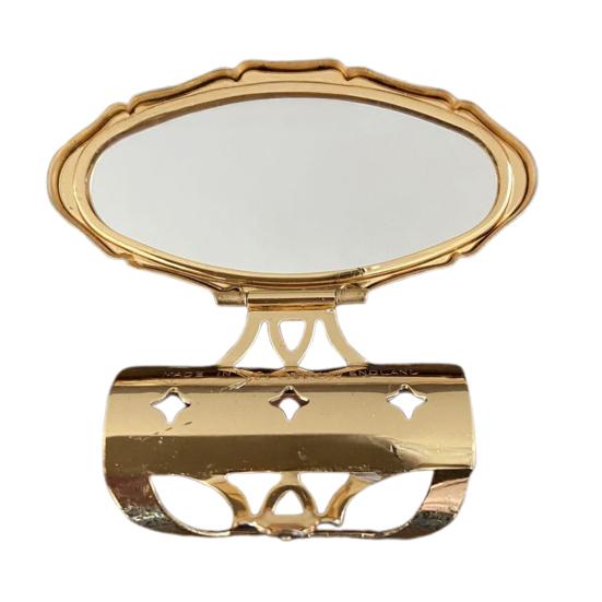 

Подставка для макияжного зеркала в стиле ретро с зажимом-держателем для губной помады, компактного размера, портативный дорожный держатель для губной помады с зеркалом для женщин золотистый