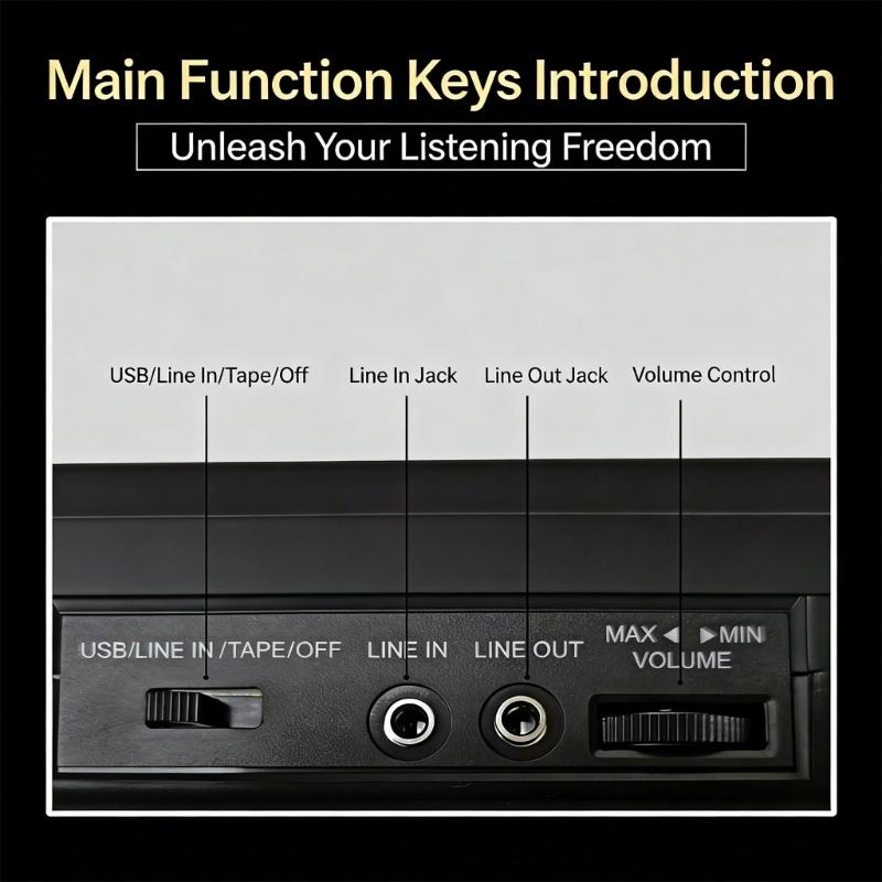 Portable Cassette Recorder Nostalgic Retro Portable Tape Player with USB Port for Sound Playback Outdoor Recording