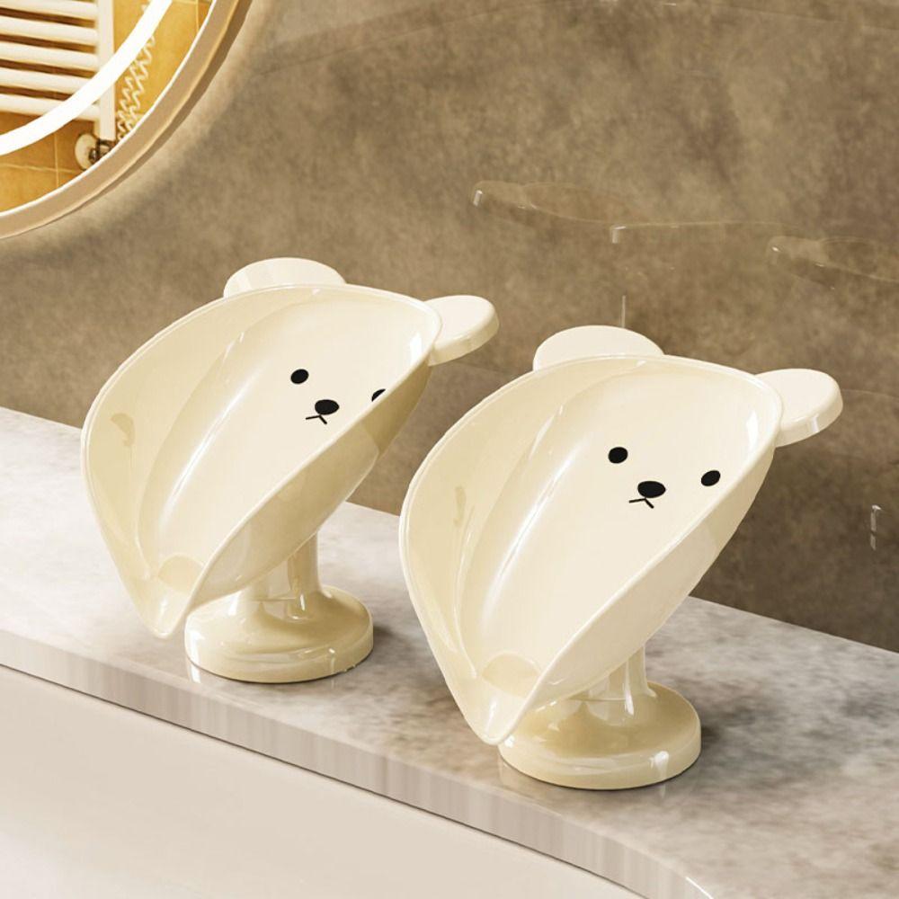 Fashion Suction Cup Soap Box Organizer PET Soap Dish Soap Storage Rack Bathroom Accessories