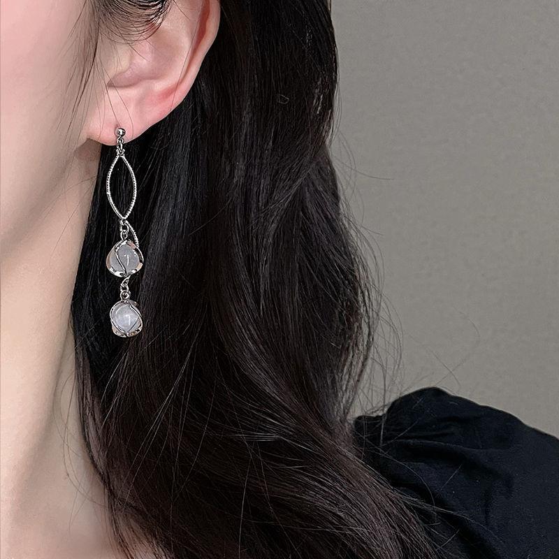 

Длинные медные серьги-капли с круглыми синтетическими камнями, свадебные украшения для невесты, элегантные украшения для ушей для женщин