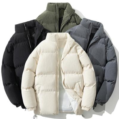 Corduroy Men's Down Jacket New Winter Stand-up Collar Thickened Casual Warm Cotton Jacket Men's Trendy Brand