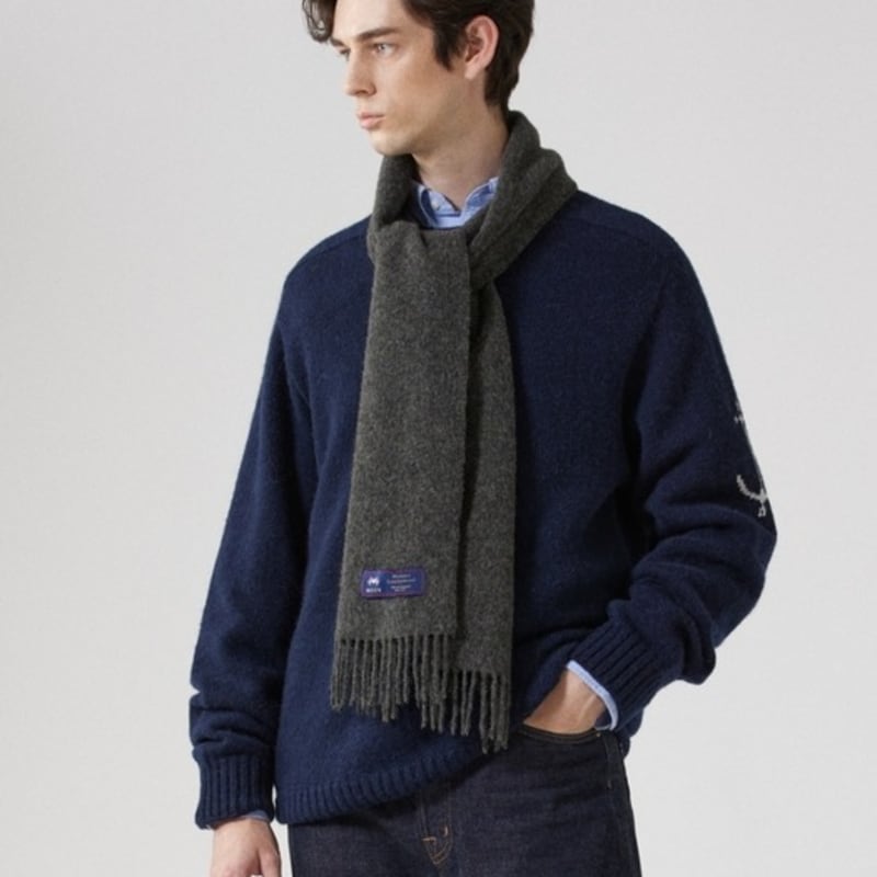 ABRAHAM MOON Merino Wool Muffler 25cm - Gray