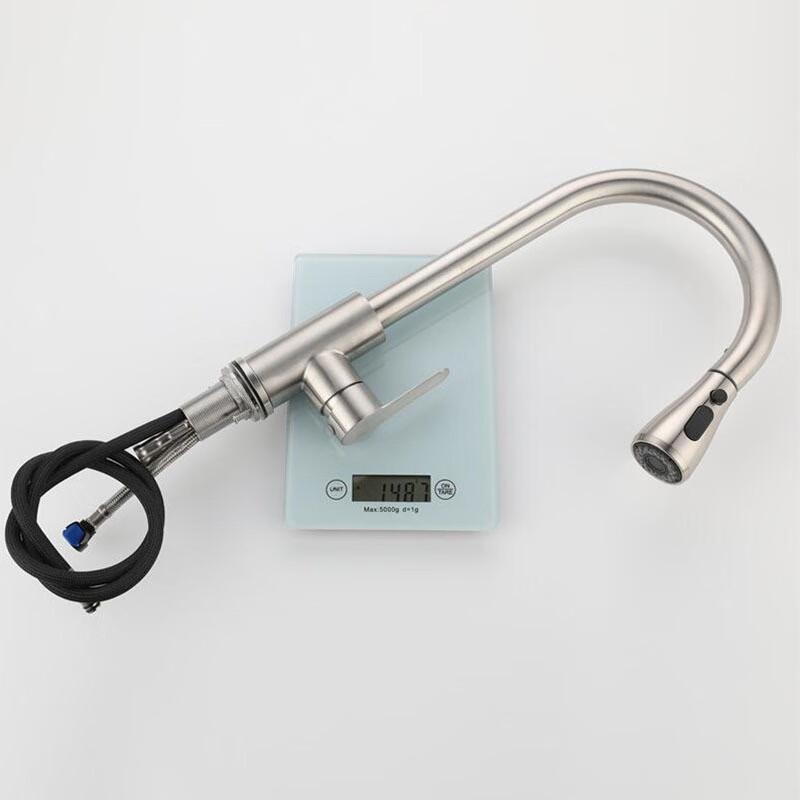 Matte Black 304 Stainless Steel Pull-Out Kitchen Faucet with Stop Button