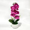 Pink Artificial Orchid Potted Flower with White Pot Artificial Faux Plants  Indoor Decoration