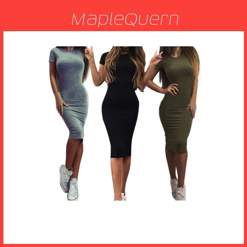 Elegant Womens Short Sleeve Bodycon Pencil Dress For Summer Casual Plus Sizes