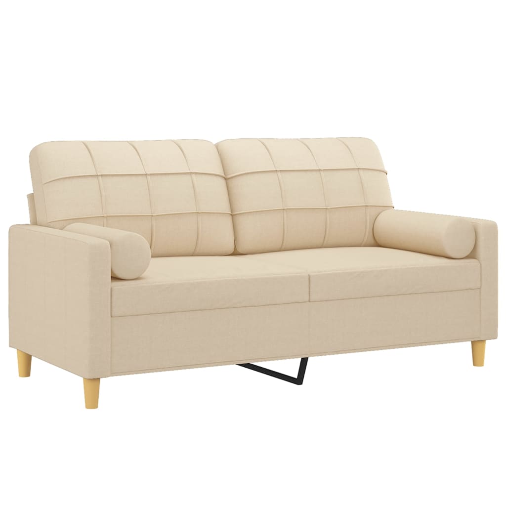 Vidaxl 2-Seater Sofa With Cushions, Cream, 140 Cm, Fabric