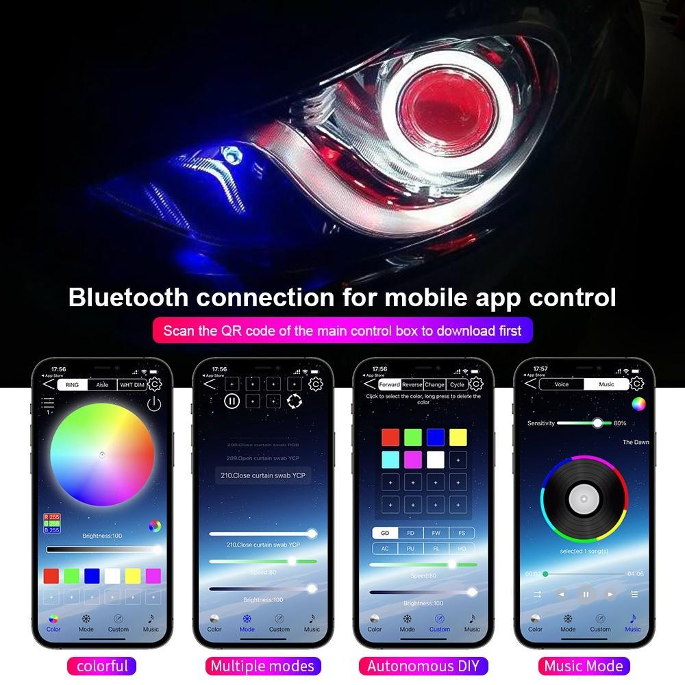 

3 Led Angel Eyes Rings Cover W/ Turn Signal Light App Control For Car Headlight