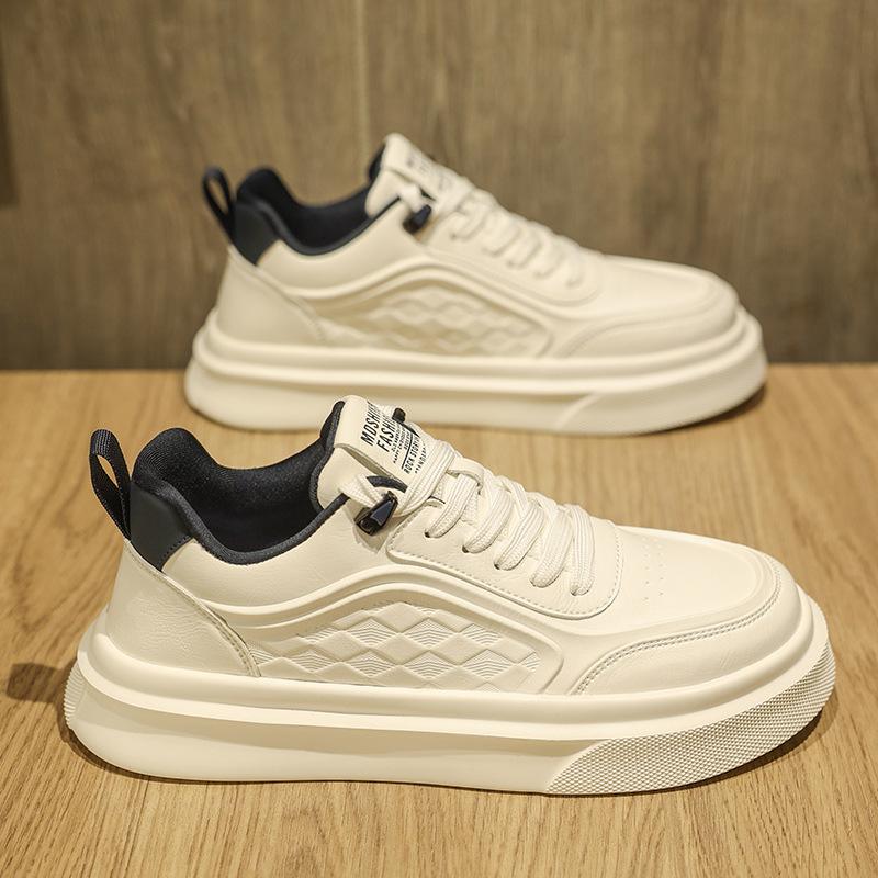 

Мужская обувь весна новая кожа толстая подошва завышенная жареная улица высокий класс маленькие белые кеды мужская молодежная повседневная спортивная обувь 39 белый