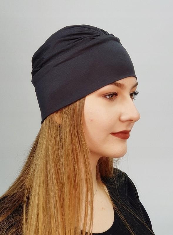 Jasmina Turban Anthracite Ruffled Cap Without Pattern Even After Chemotherapy