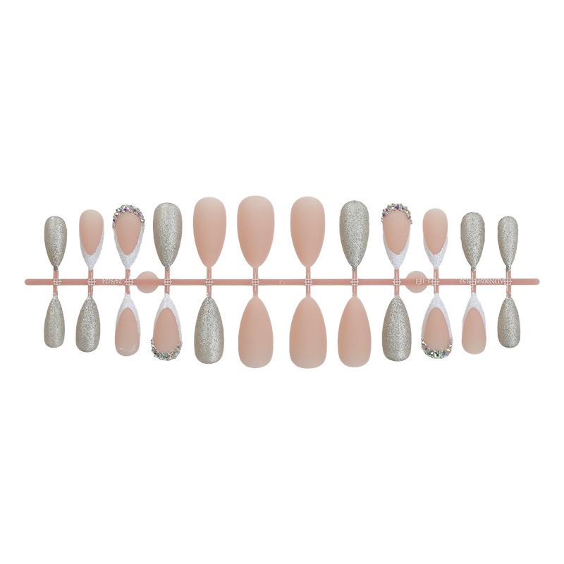 

Прозрачные серебристые блестящие накладные ногти для французского маникюра: Простые Элегантные Накладные Ногти