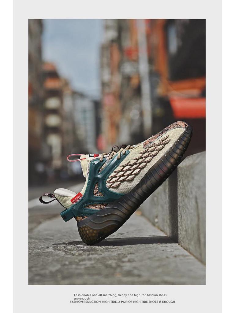 Herren Schwarze Drachenschuppen Krieger Sneaker – Trendige Lässige Popcorn Sportschuhe im AJ-Stil