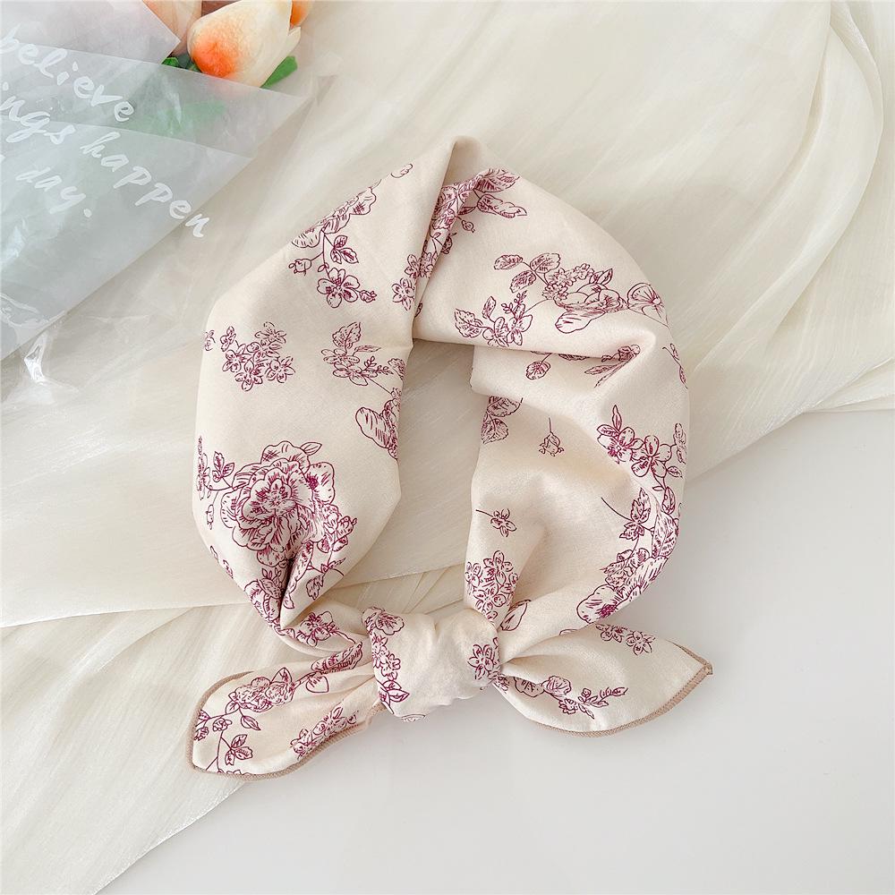 58 Cotton Linen Small Square Silk Scarf for Women - Spring/Autumn/Summer Korean Style Headband & Decorative Scarf