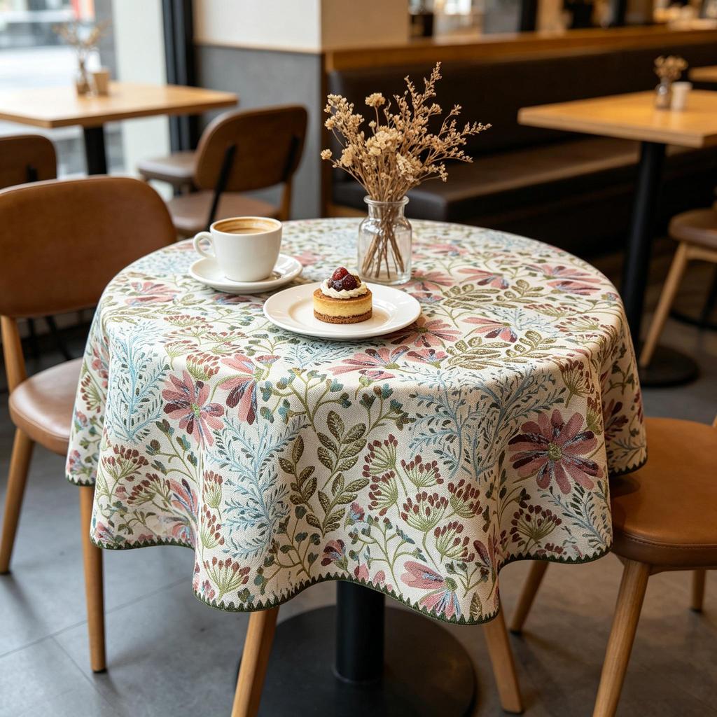 Daily Dining Kitchen and Casual Party Durable Reusable Fabric Small Round Table Cloth