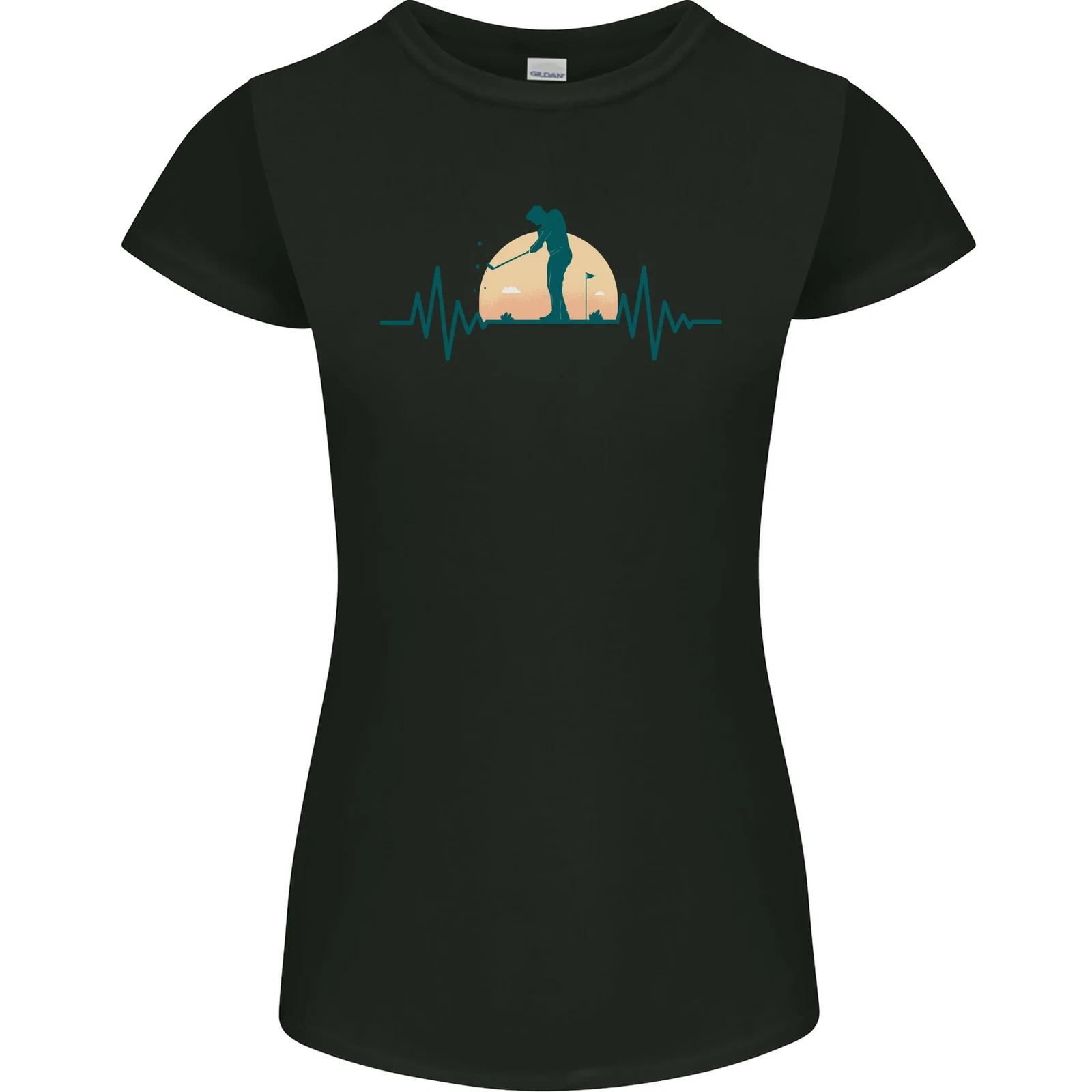 Golf Heartbeat Pulse Womens Petite Cut T-Shirt S