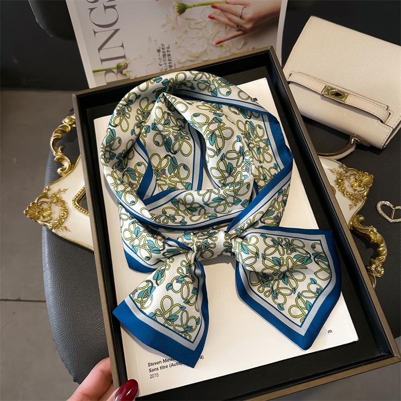 French Polka Dot Silk Scarf Headband Neckerchief Foulard Female Hair Scarfs Neck Tie Lady Skinny Scarves Soft Satin