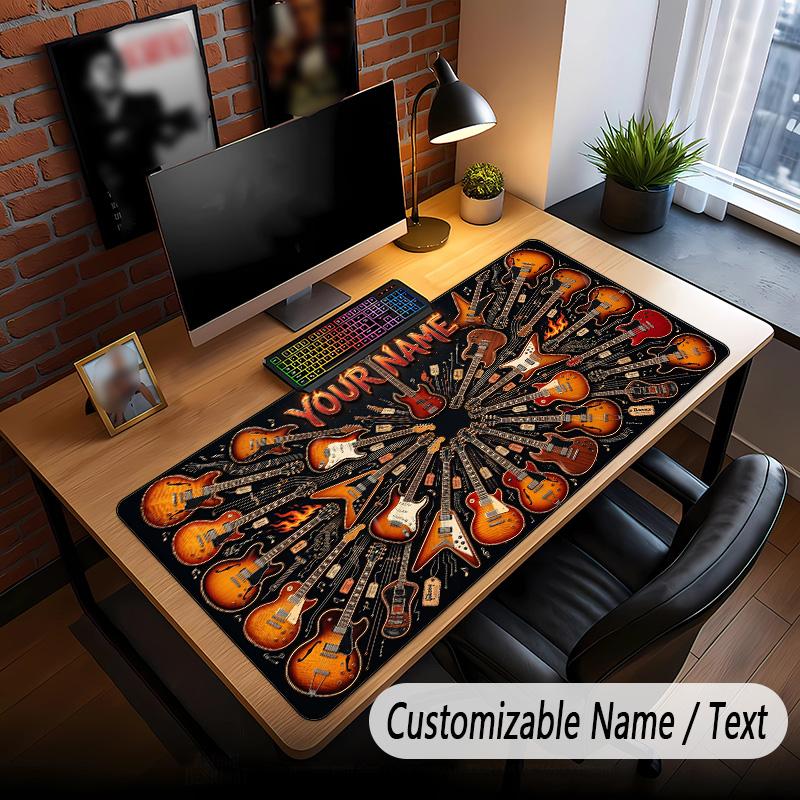 Music Guitar Theme Custom Mouse Pad Personalized With Name Text Customized Desk Mat For Office Home Decor