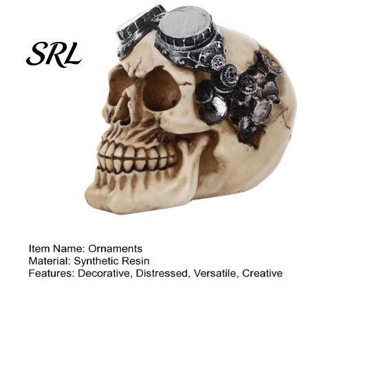 Hip Hop Headphone Skull Figurine Hip-hop Headphone/Steampunk Figurine, Resin Skeleton Statue, Vintage Cool Desk Decor Ornament for Haunted House Props