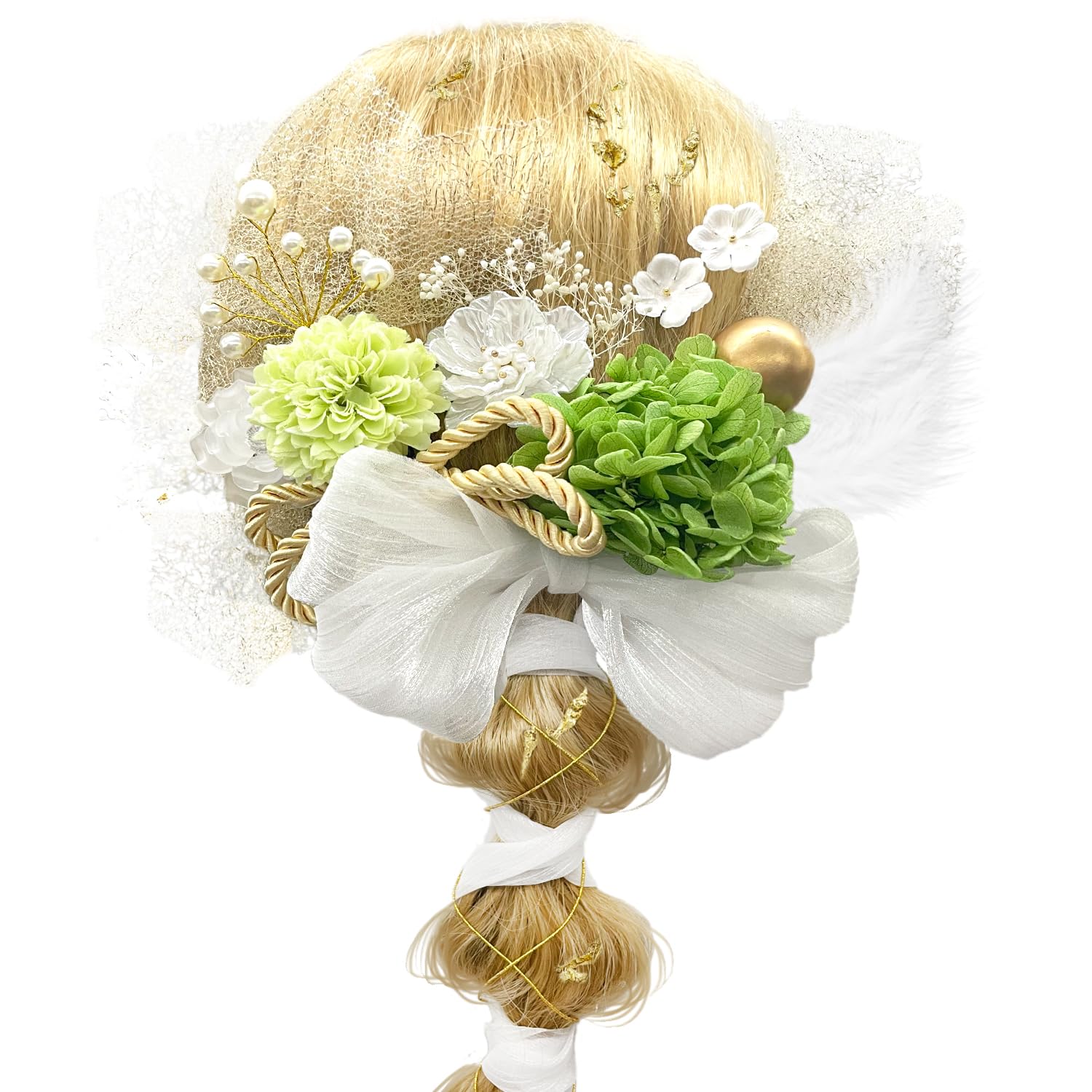 

Baramoly Hair Ornament for and Other Features preserved and dried mesh Annabelle gold mizuhiki and pearl tree Perfect for traditional Japanese