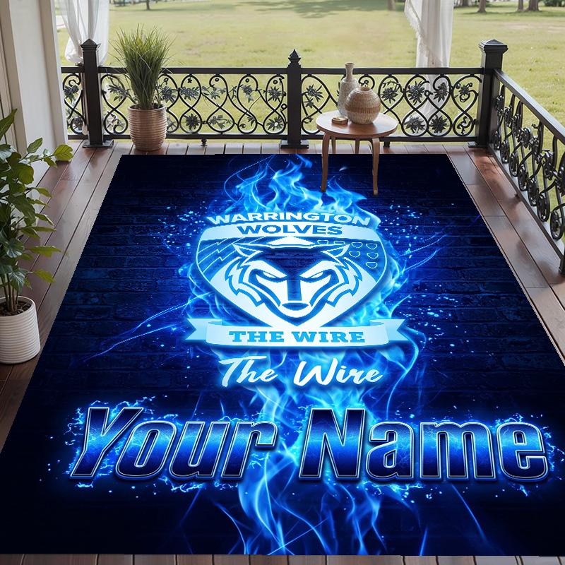 Custom Text Printed Rug Warrington Wolves FC Non Slip Floor Carpet For Home Room Decor