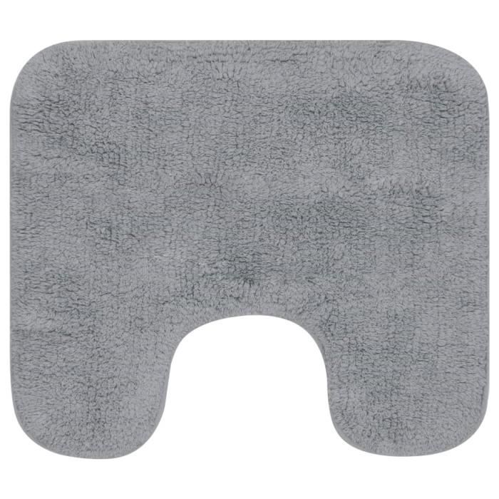Tapis de salle de bain - VIDAXL - 2 pcs - Gris - Antidérapant - Lavable