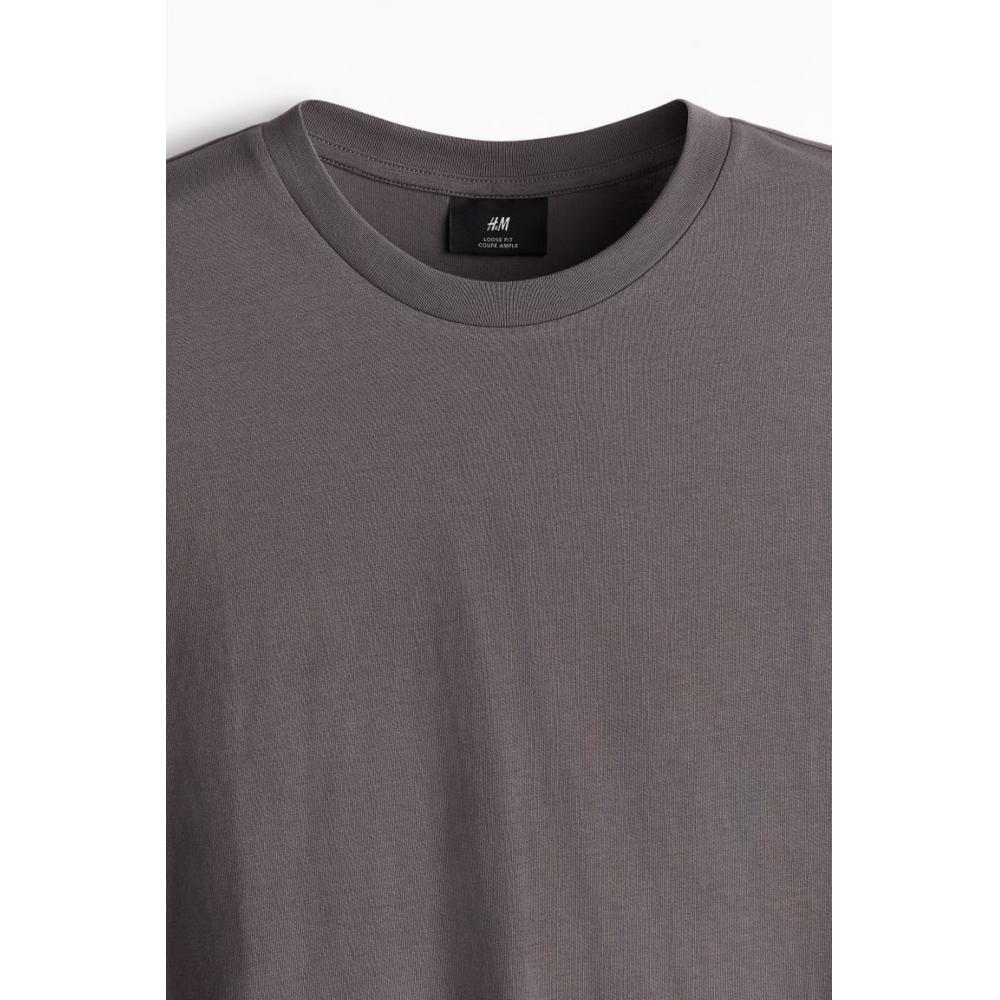 H M Loose FiT T sHirT Dark Grey