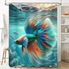 Whimsical Fish Shower Curtain High-Quality Printed Fabric for Bathroom Decorations Bright Blue Green Red Yellow Orange Colorful