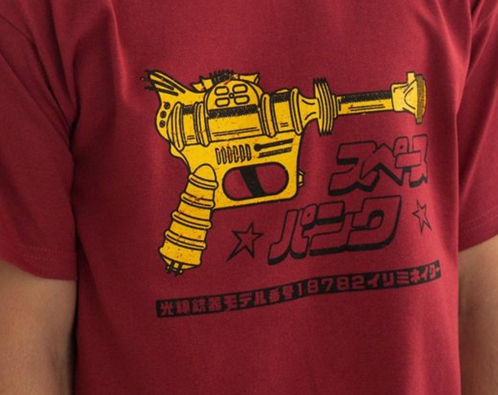 Space Punk Ray Gun T-Shirt, Japanese Retro Sci-Fi Tee S