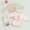 Citgeett Autumn Infant Baby Girls Bodysuit Long Sleeve Embroidery Flower Knit Jumpsuit Clothes Casual Daily Suit