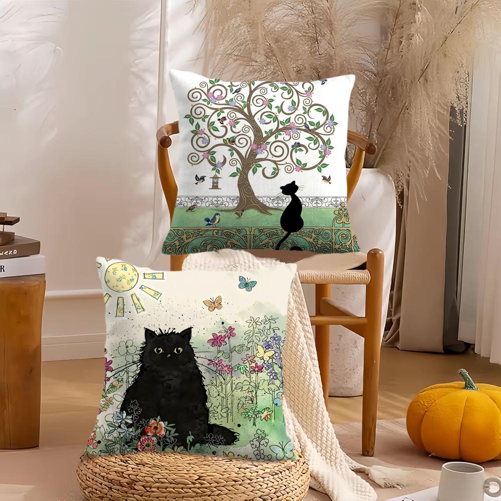 Bench Kitties Cushion Cover Soft Plush Throw Pillow Cover DoubleSided Decorative Cushion Case Sofa Bedroom Home Decor
