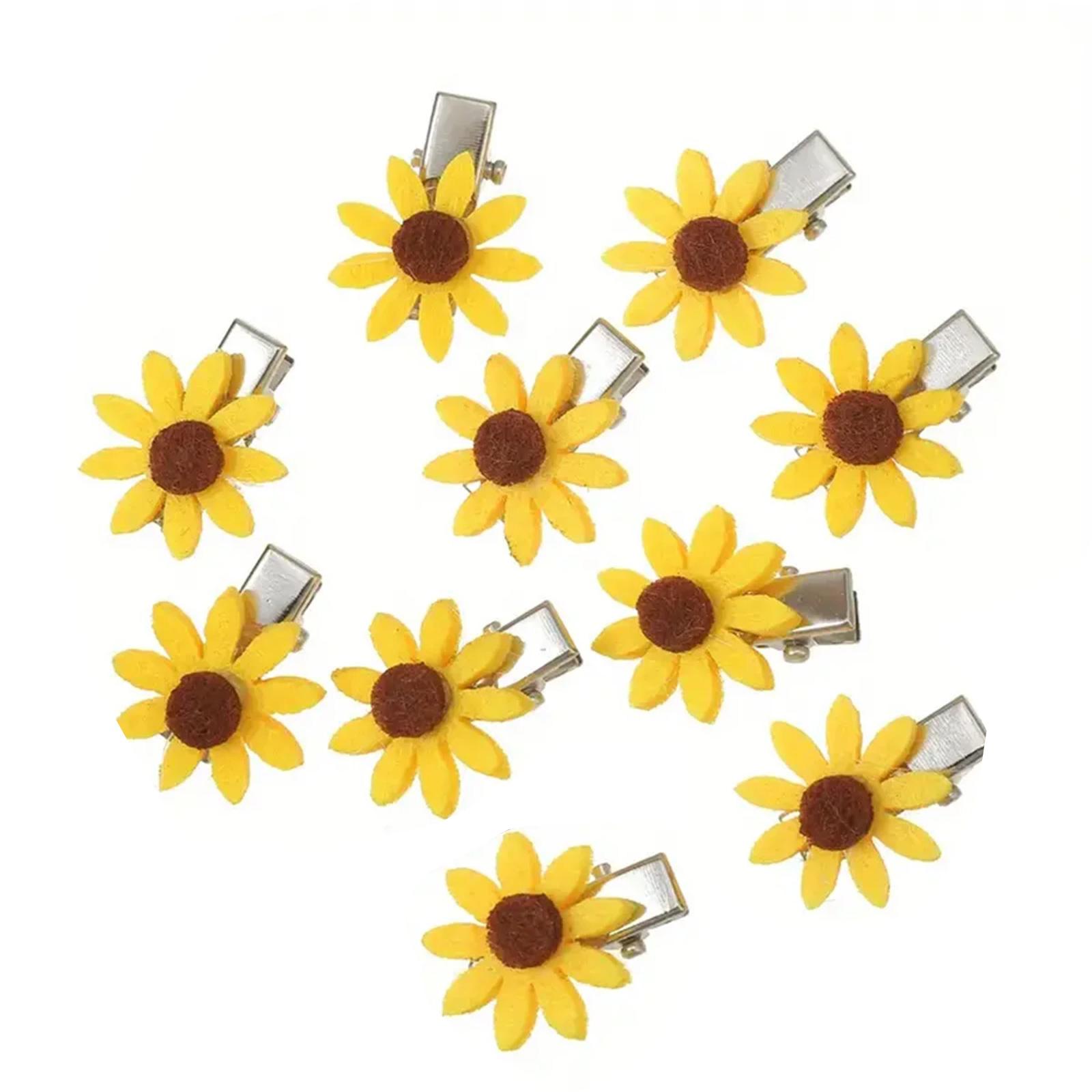 

10Pieces Flower Hair Clip NonSlip Soft Fabric Barrettes Lovely Head Accessories for Girls Women Theme Event Gathering A