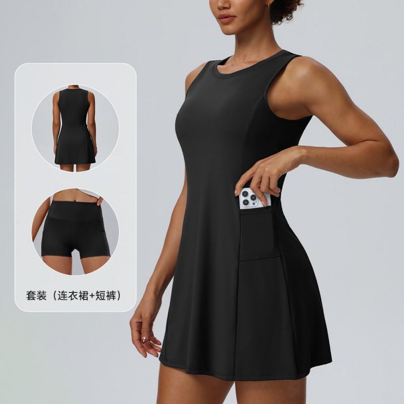 Womens Tennis Skort Set With Built-in Shorts Athletic Dress Golf Running Yoga Summer Sportswear