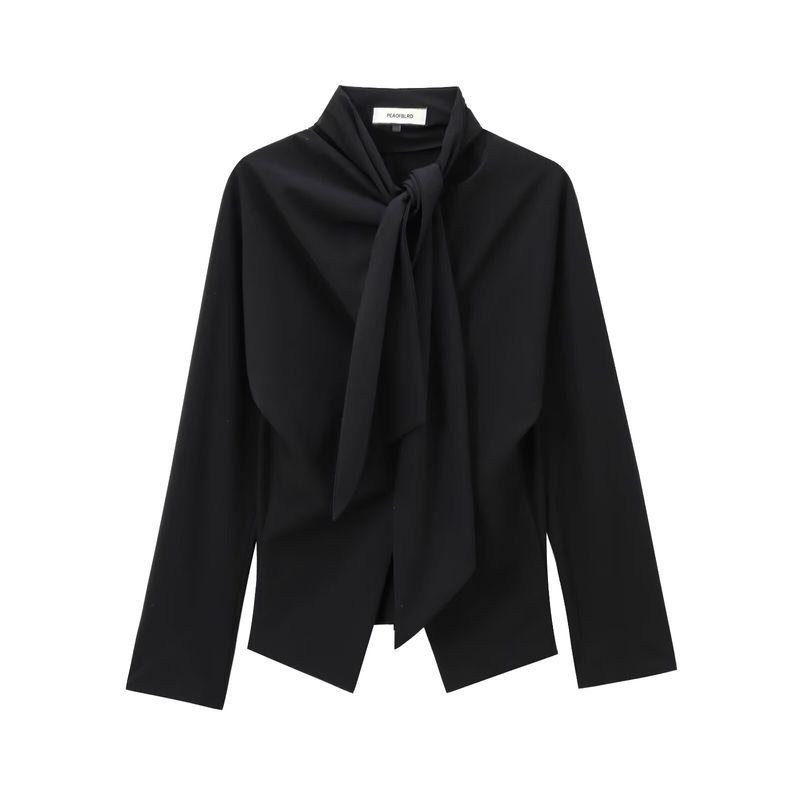 Kaslead New Arrival Women's Fashion Style Stylish Simple and Versatile Bowknot Decoration Poplin Shirt 9024431