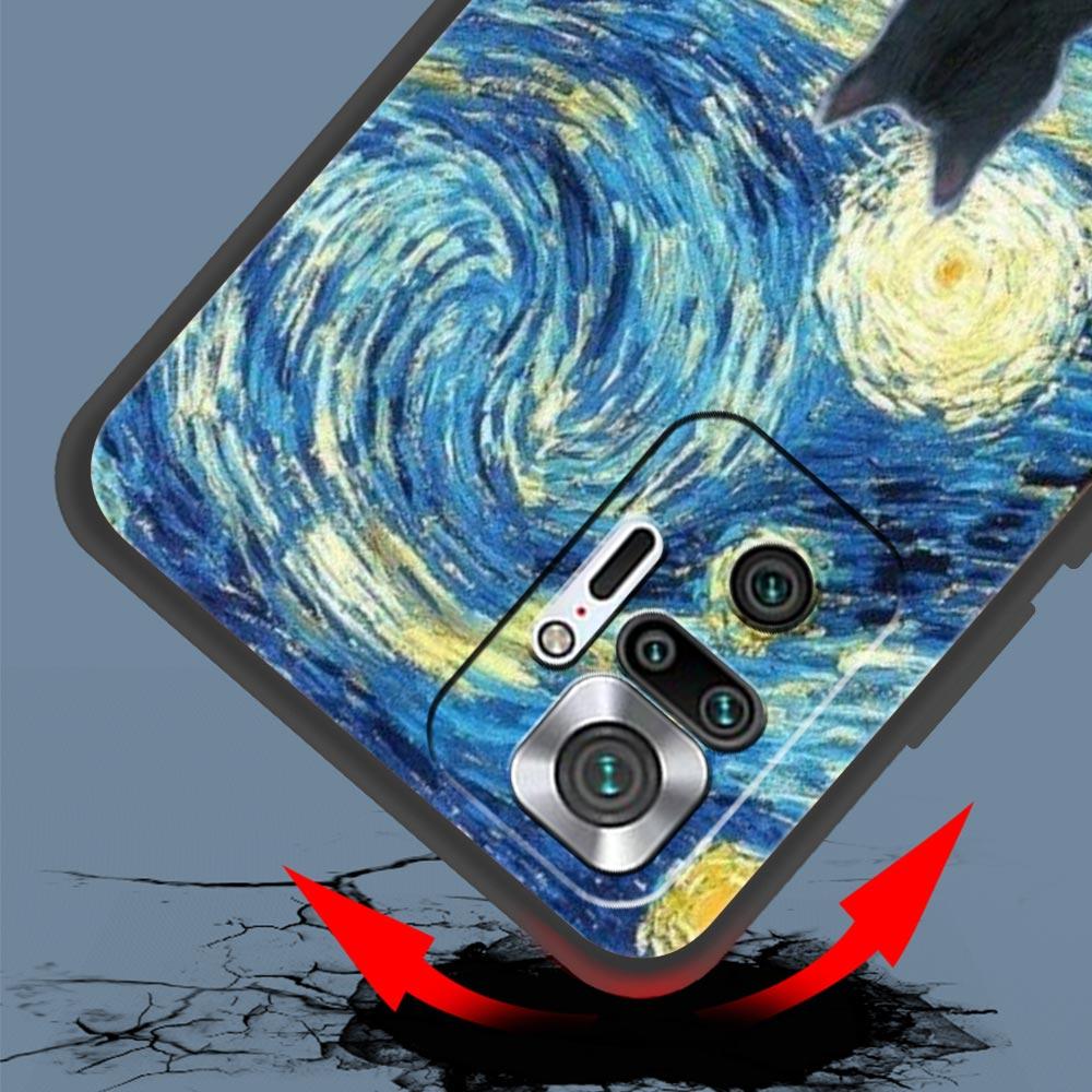 Cat Van Gogh Starry Sky Phone Case For Xiaomi Redmi Note 14 13 5G 10 11 12 Pro Plus 4G 14C 13C 12C 10C Black Cover