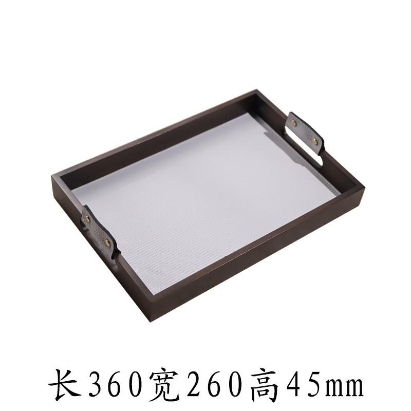Minimalist Solid Wood Leather Aromatherapy Tray Decorative Serving Platter Living Room Coffee Table