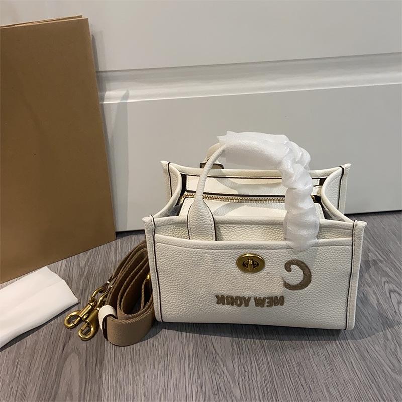 

2025 Женская ретро вышитая сумка-тоут карго - Европейский и американский стиль, ручная и через плечо Small: 20cm кремовый/белый