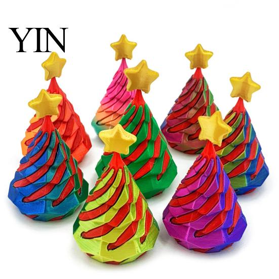 Christmas Tree Desktop Ornament Spiral Fidget Toy, 3D Printed Mini Xmas Stress Relief Cone Ornament, Toy for Desk Decoration