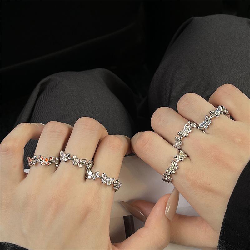 Advanced Super Flash Color Series Zir*****Pen Ring Adjustable Butterfly Index Finger Ring Female