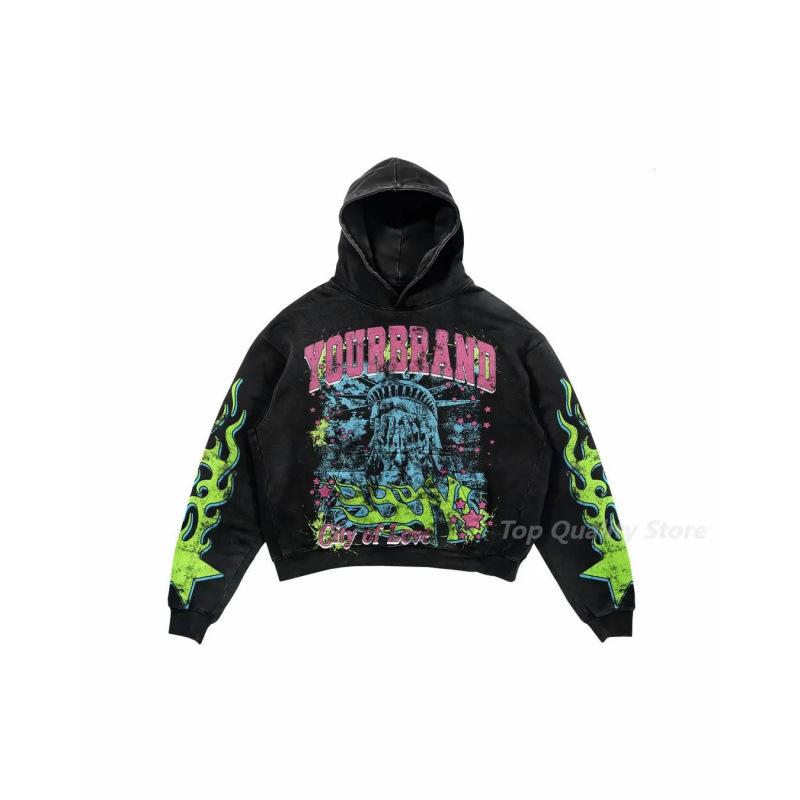 Street Trendy Brand Skull Pullover Sweater Digital Printing Casual Loose Hooded Sweater