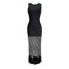 Women's French Vacation Style Tassel Hem Mesh Diamond Bandage Dress
