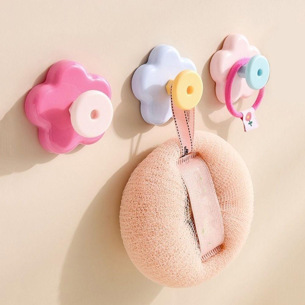 4PCS Wall Mounted Flower Hooks Decorative Key Hangers Practical Suction Cup Hook  Kitchen