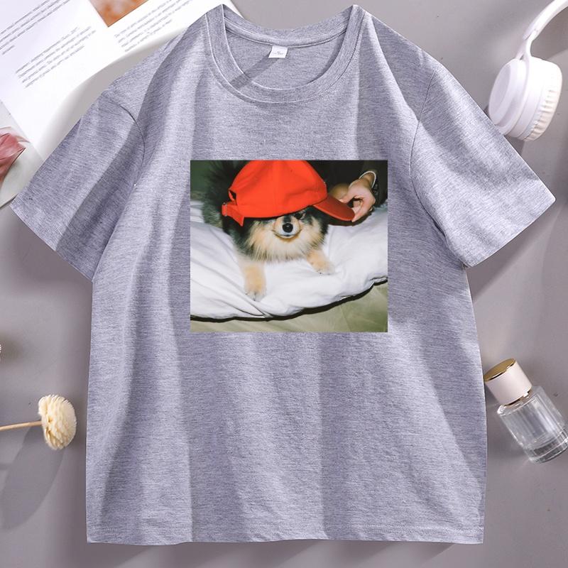 Funny Dog Kpop Tee Casual Korean Fashion Cotton Dog Tshirt WoUnisex Unisex Clothing Short Sleeve Cotton Fashion Tshirt Graphic Tee