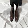 Soft Leather Thin Boots High Heel Pointed Short Boots Women's 2026 Short Bare Boots Thin Heel Bag Legs Not Wrinkled