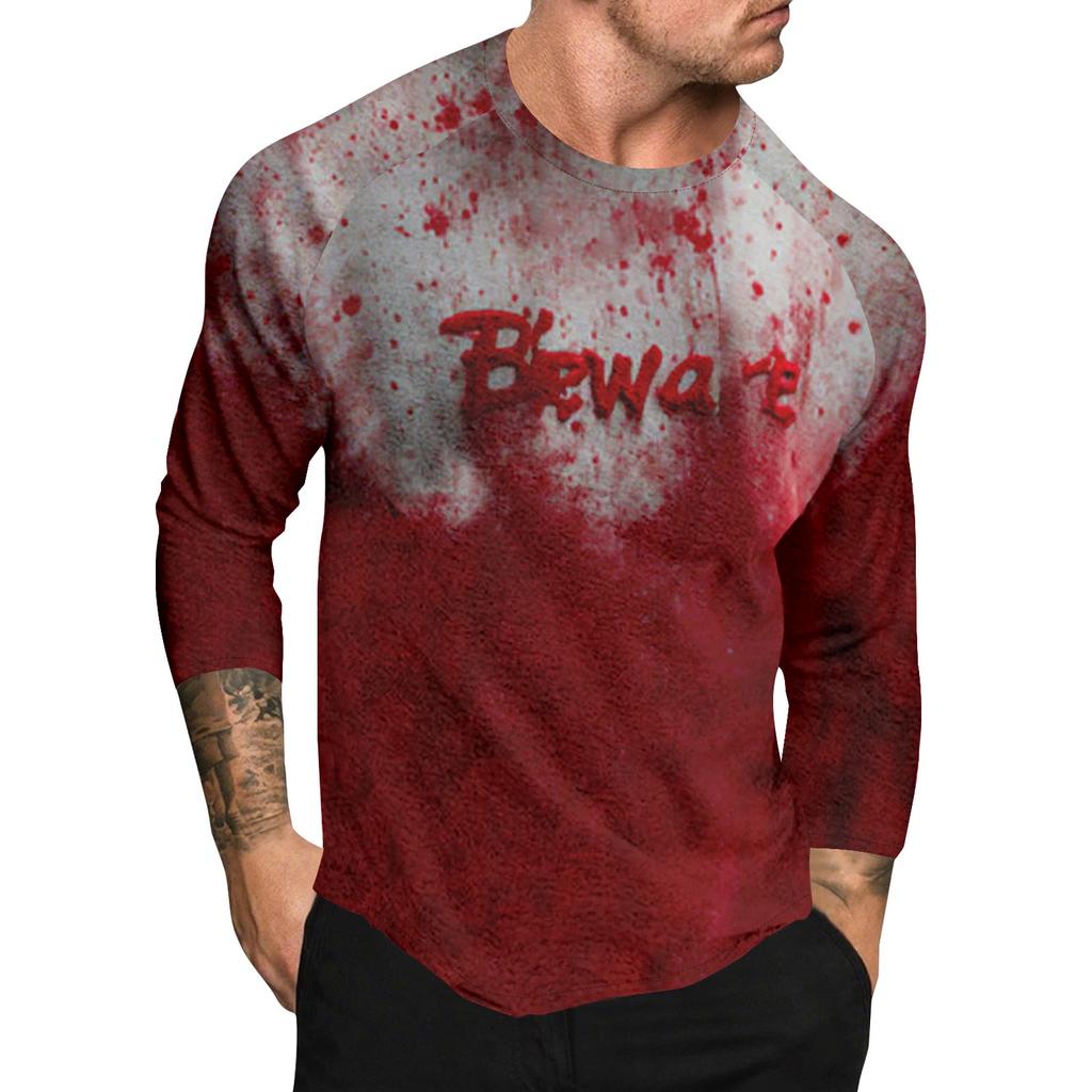 Pánský top s dlouhým rukávem s raglánovými rukávy a halloweenským potiskem