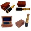 Telescope with Wooden Box Vintage Mini Handheld Spyglass Nautical Marine Small Brass Pirate Navigation Collectible Pocket Spy Glass Ship