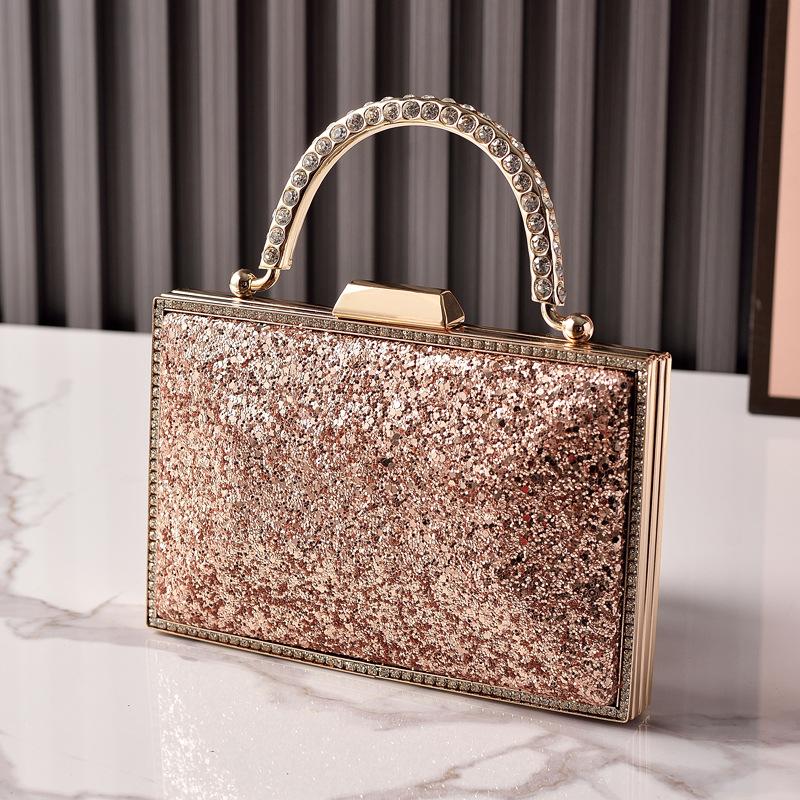 

Sparkling Gold Sequin Handbag Luxury Designer Evening Bag for Women Crossbody Shoulder Clutch Diamond Fashion Party Purses