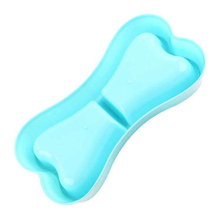 Pet Double Bowl, Dog Bowl, Dog Basin Plastic Pet Bowl Dog Bone Shape Dog Double Bowl, 2-in-1 Pet Food Bowl